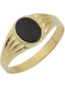 Δακτυλίδι χρυσό ανδρικό 14 καράτια με μαύρη πέτρα 